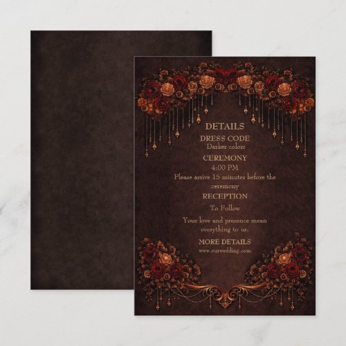 Elegant floral gothic wedding enclosure card