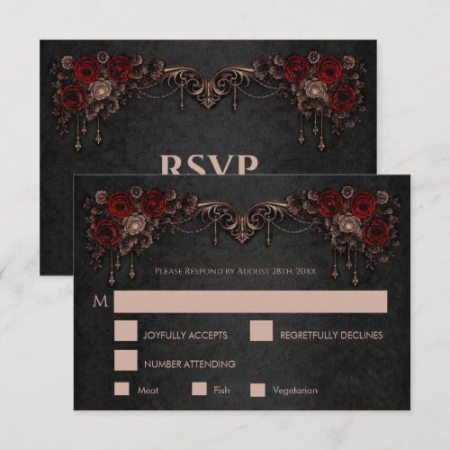 Elegant floral gothic Wedding RSVP Card