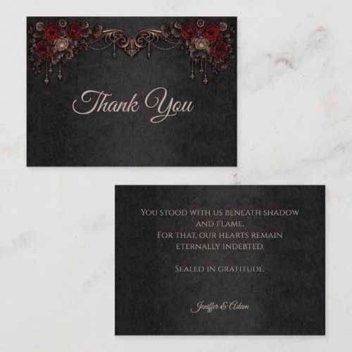 Elegant floral Gothic wedding Thank You Note Card