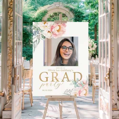 Elegant Floral Grad Party Foam Board Welcome Sign