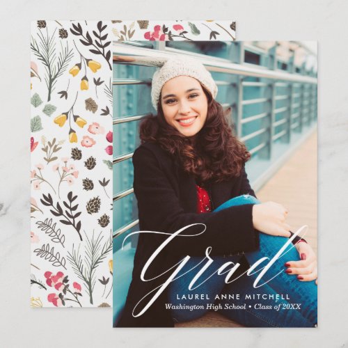 Elegant Floral Graduation Announcement