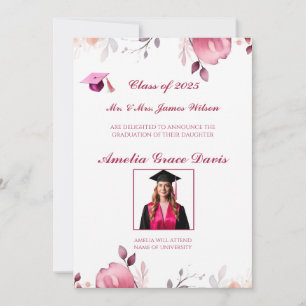 Elegant Floral Graduation Announcement