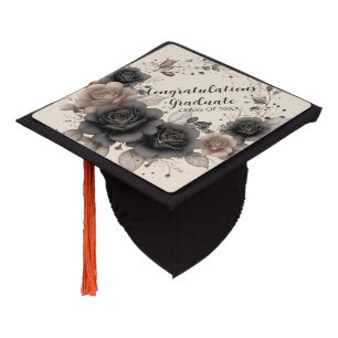 Elegant Floral Graduation Celebration Design Cap Topper