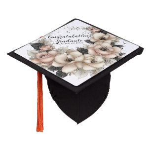 Elegant Floral Graduation Celebration Design Cap Topper