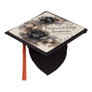 Elegant Floral Graduation Celebration Design Cap Topper