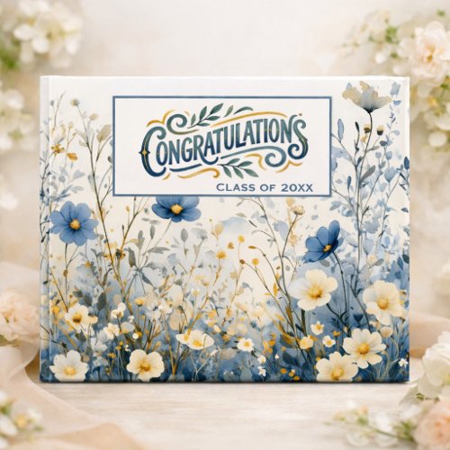 Elegant Floral Graduation Congratulations Design  Guest Book