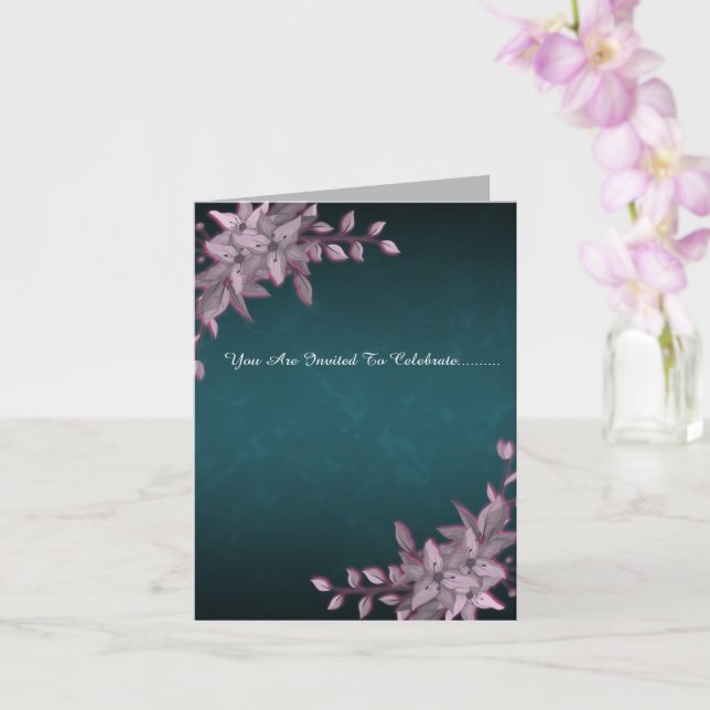 Elegant Floral Graduation Folded Invitation (Orchid)