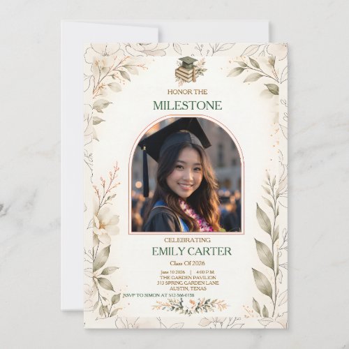 Elegant Floral Graduation Invitation