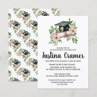 Elegant Floral Graduation Invitation