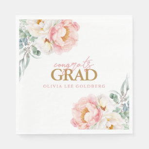 Elegant Floral Graduation Paper Napkins