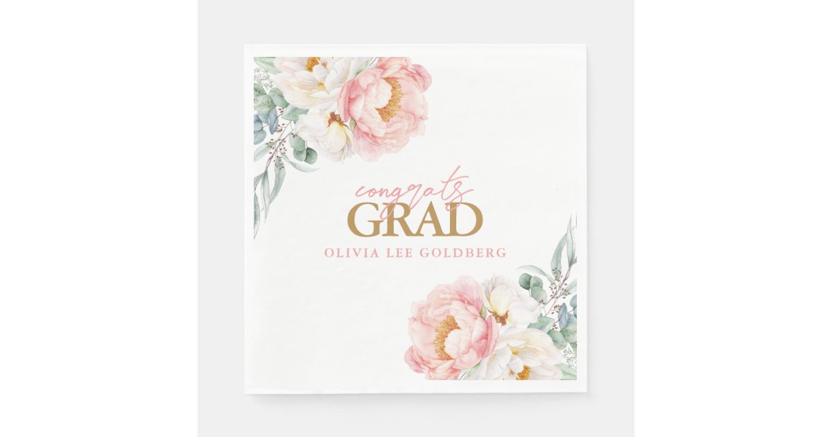 Elegant Floral Graduation Paper Napkins Zazzle