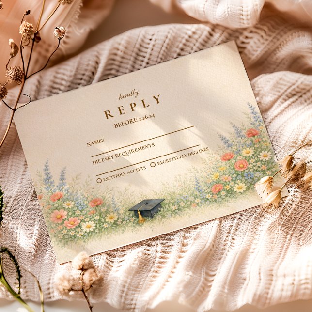 Elegant Floral Graduation Party Celebration RSVP Card (Creator Uploaded)