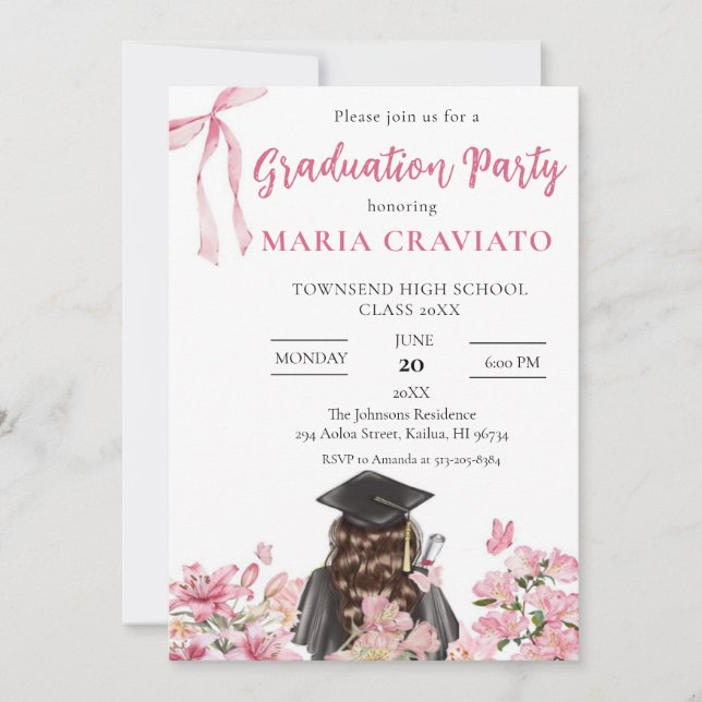 Elegant Floral Graduation Party Invitation (Front)
