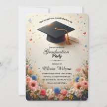 Elegant Floral Graduation Party Invitation