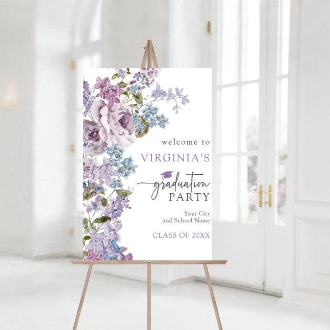 Elegant Floral Graduation Sign (Elegant Floral Graduation Welcome Sign by Painted Paperie
)