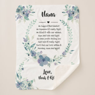 Elegant Floral Grandma Nana Grandchildren Quote Sherpa Blanket