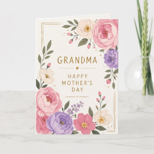 Elegant Floral Grandma Pink Purple Mother's Day Card