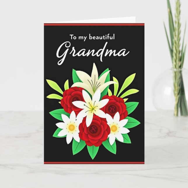Elegant Floral Grandmas Day Card (Front)