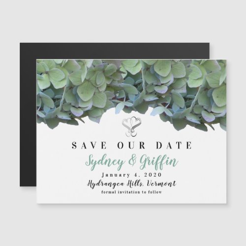 Elegant Floral Green Hydrangea Save Our Date Card