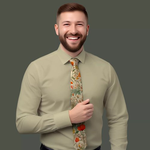 Elegant Floral Green Tie