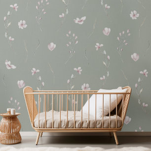 Elegant Floral Green Wallpaper