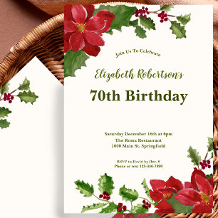 Elegant Floral Greenery 70th Birthday Invitation