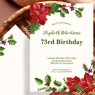 Elegant Floral Greenery 73rd Birthday Invitation