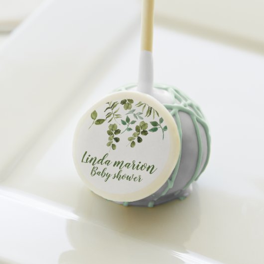 Elegant floral greenery baby shower cake pop (Front Insitu)