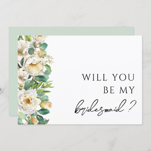 Elegant Floral Greenery Bridesmaid Proposal Card