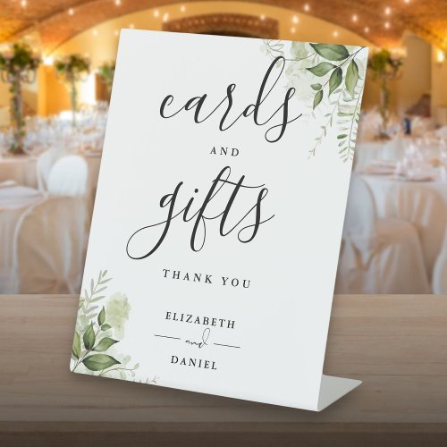 Elegant Floral Greenery Cards And Gifts Pedestal Sign