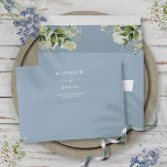 Elegant Floral Greenery Dusty Blue Return Address Envelope<br><div class="desc">Featuring pretty floral greenery on the inside of the envelope,  this elegant return address envelope can be personalized with your names and address details in chic white lettering on a dusty blue background. Designed by Thisisnotme©</div>