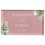 Elegant Floral Greenery Dusty Rose Wedding Place Card Holder