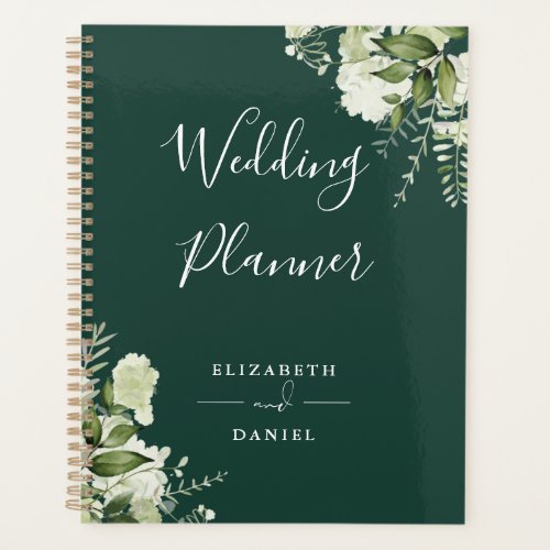 Elegant Floral Greenery Emerald Wedding Planner
