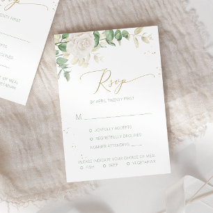 Elegant Floral Greenery Meal Options Wedding RSVP Card