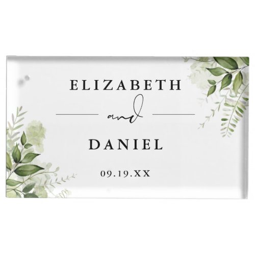 Elegant Floral Greenery Modern Wedding Place Card Holder