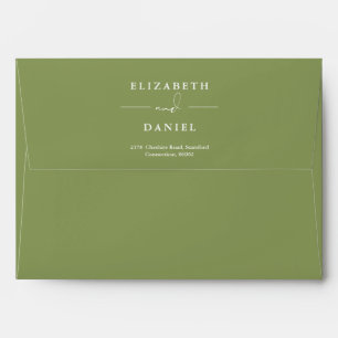Elegant Floral Greenery Moss Green Return Address Envelope