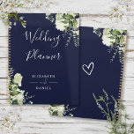 Elegant Floral Greenery Navy Blue Wedding Planner<br><div class="desc">Elegant greenery floral navy blue wedding planner personalized with your names and special wedding date. Designed by Thisisnotme©</div>
