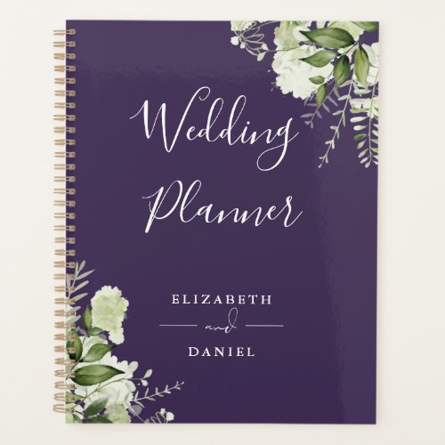 Elegant Floral Greenery Purple Wedding Planner