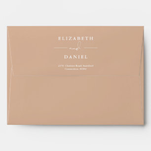 Elegant Floral Greenery Tan Return Address Envelope