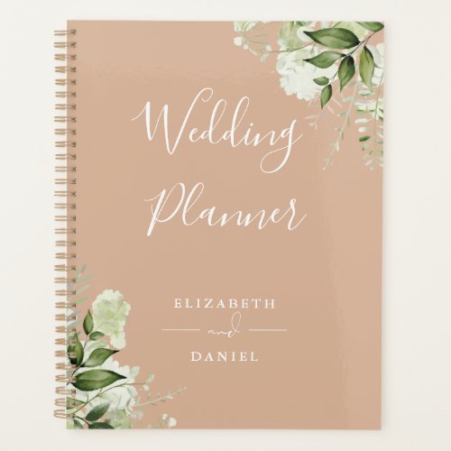 Elegant Floral Greenery Tan Wedding Planner