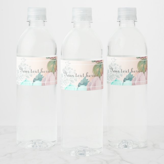  Elegant floral greenery Water Bottle Label (Bottles)