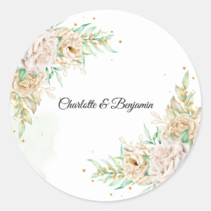 Elegant Floral Greenery Wedding Favor Sticker