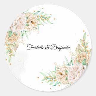 Elegant Floral Greenery Wedding Favor Sticker