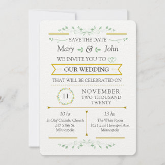 Elegant Floral Greenery Wedding Invitation