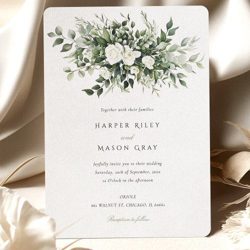Elegant Floral Greenery Wedding Invitation