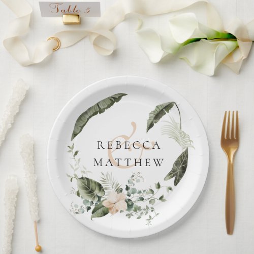 Elegant Floral Greenery Wedding     Paper Plates