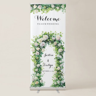 Elegant Floral Greenery Wedding Retractable Banner