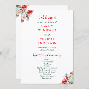 Elegant Floral Greenery Winter Wedding Program