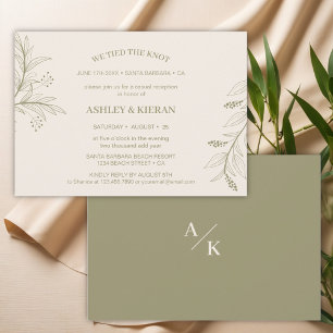 Elegant Floral GreenWe Tied the Knot Reception Invitation