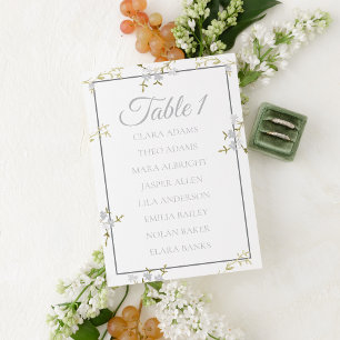Elegant Floral Grey Wedding Seating Chart Card